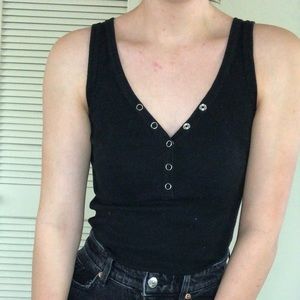 Black Button Up body suit
